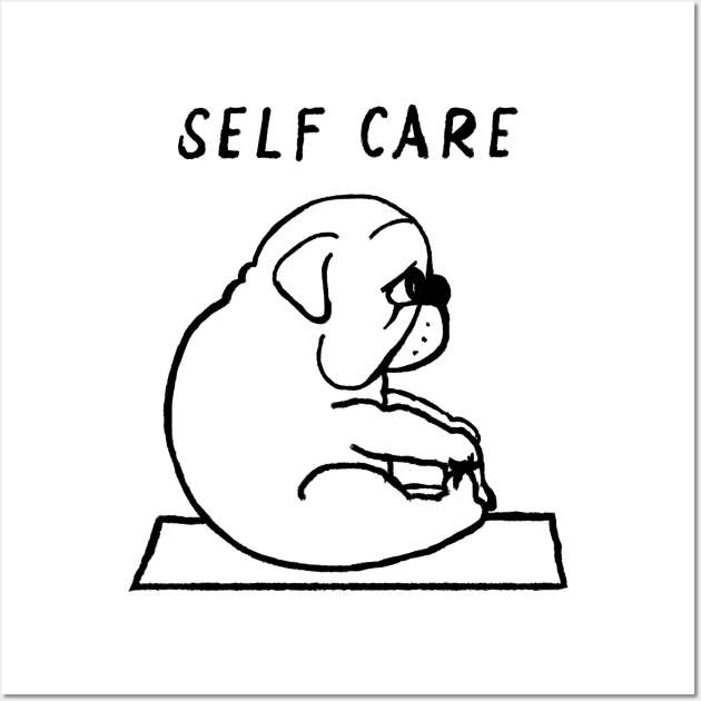 Funny Bulldog Self Care yoga Wall Art by MasutaroOracle